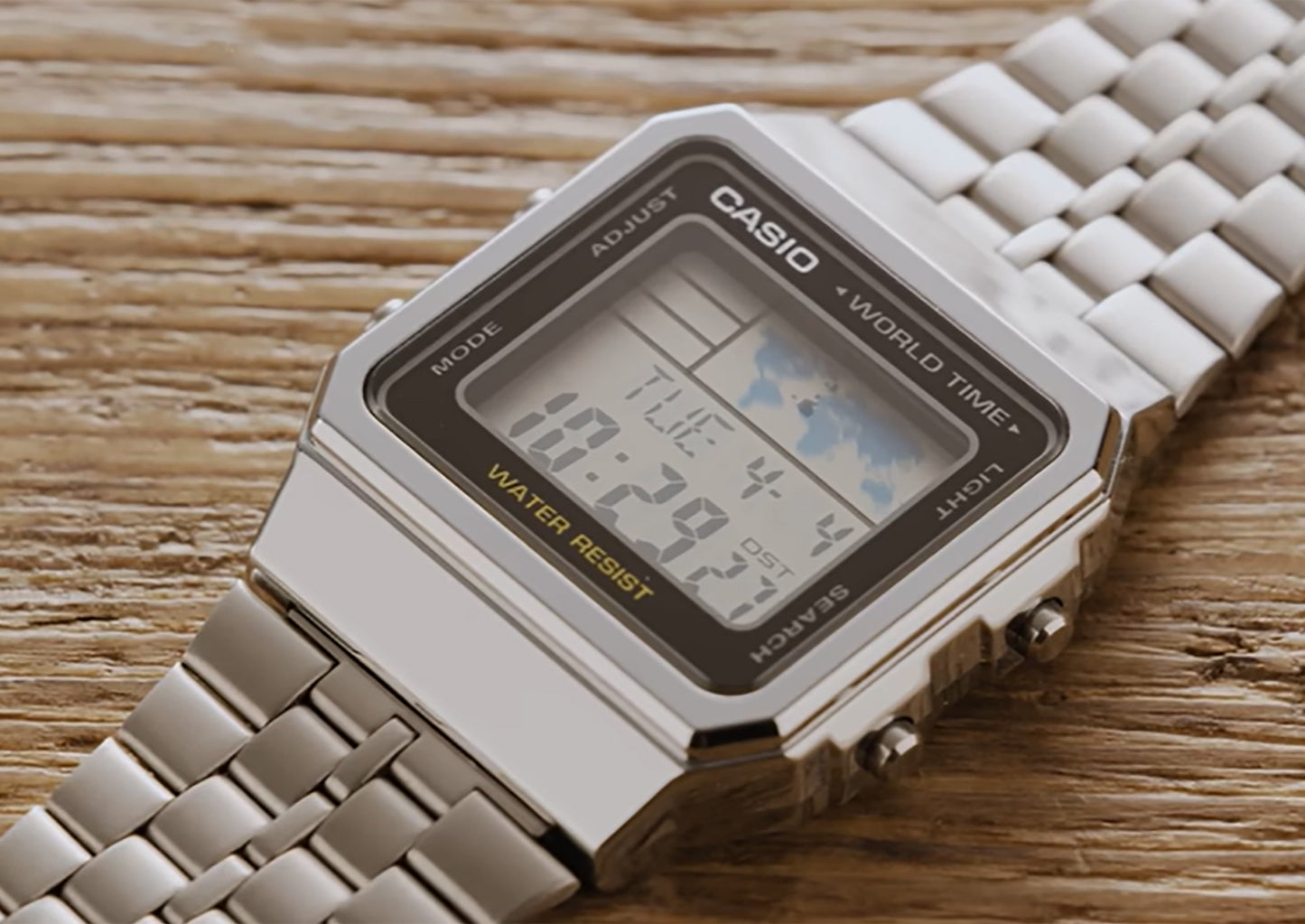 Casio Vint. Mod. World Time - Silver & Bl…